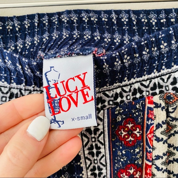 Lucy Love Pull On Pants Red/Blue Sz XS - Picture 6 of 8